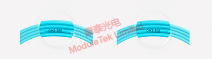Optical cable printing for OM3-150 and OM3-300 optical fibers
