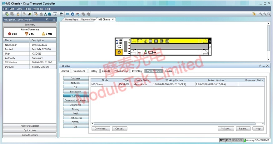 M2 Chassis-Cisco Transport Controller interface operation