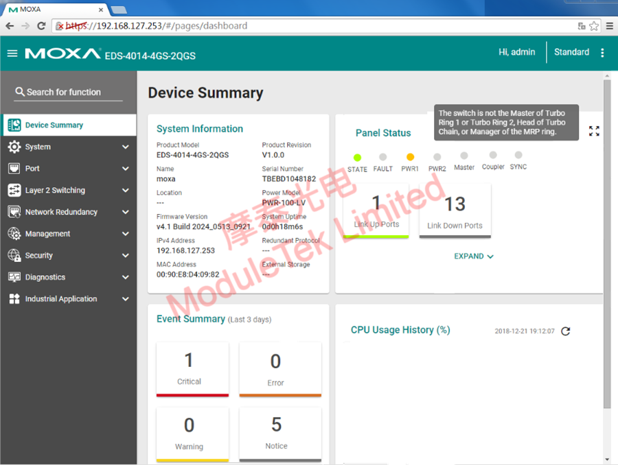 WEB interface home page