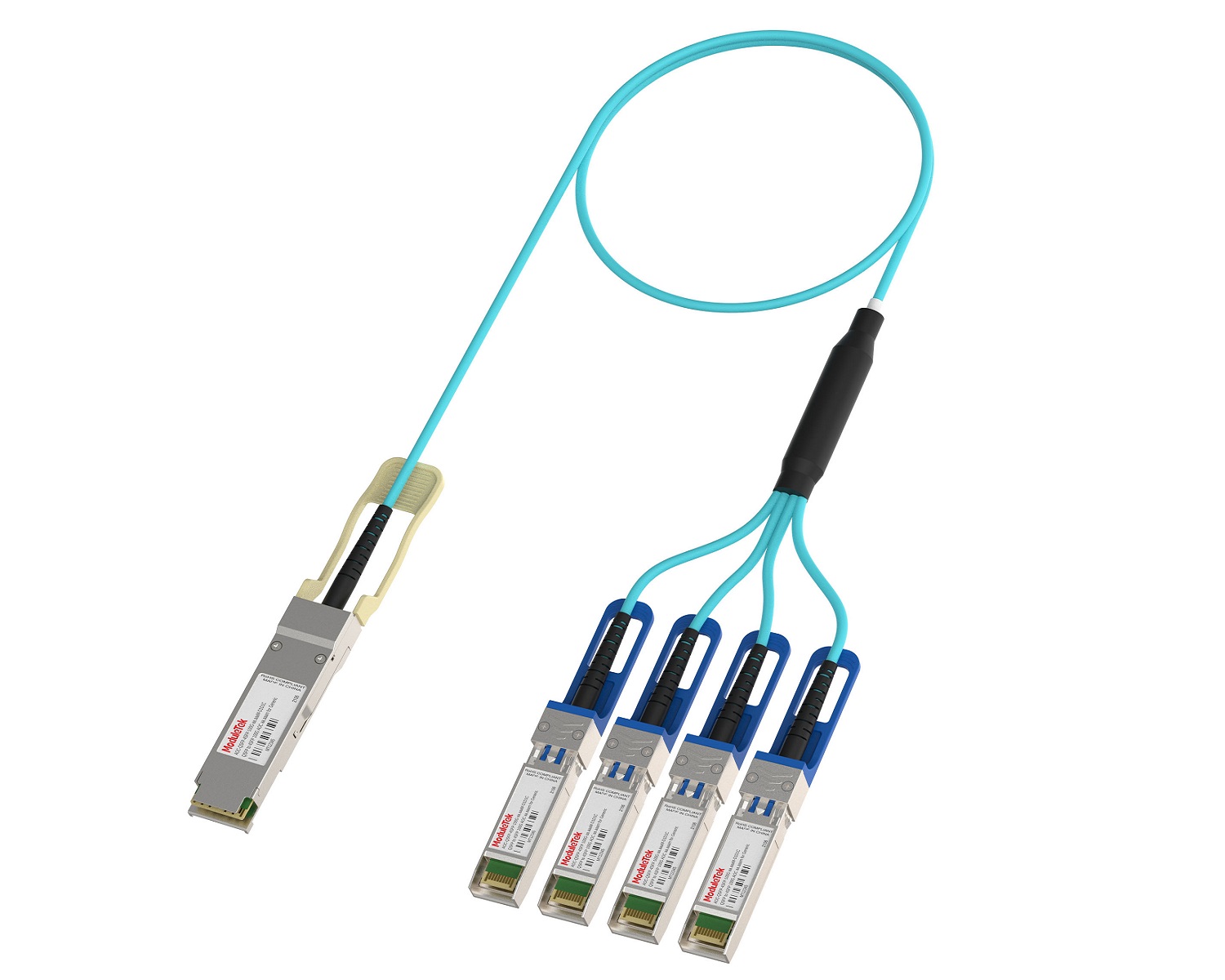 100G Active Breakout AOC, QSFP to 4×SFP