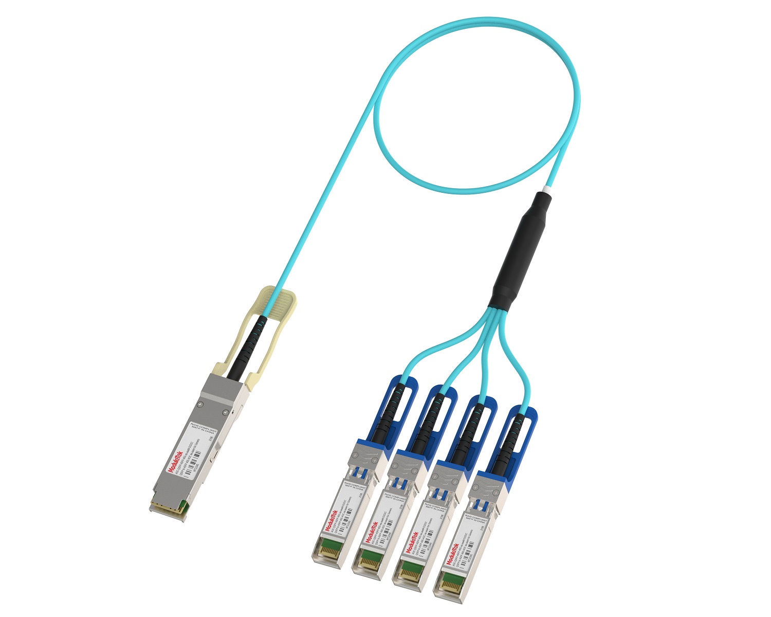 40G Active Breakout AOC, QSFP to 4×SFP